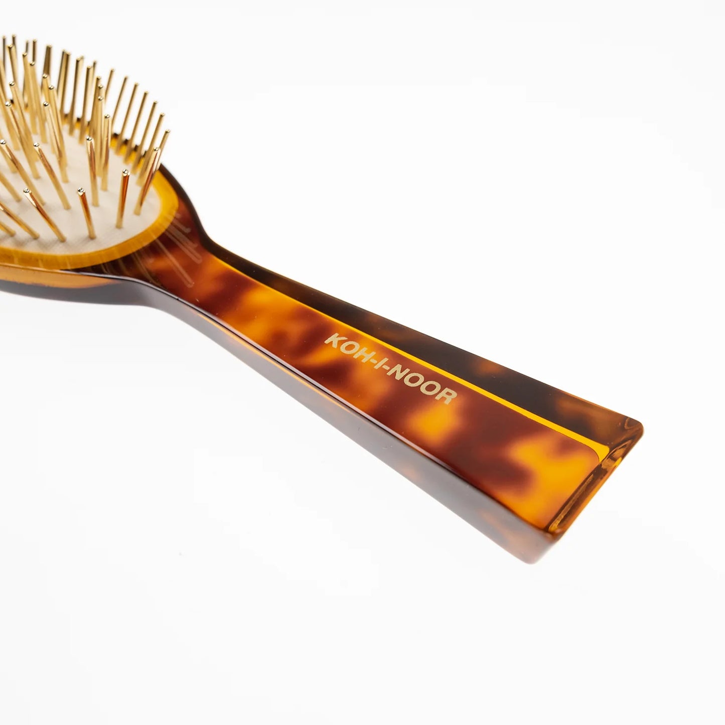 Tortoiseshell Large Oval Pneumatic Hair Brush with Gold Plated Metal Pins