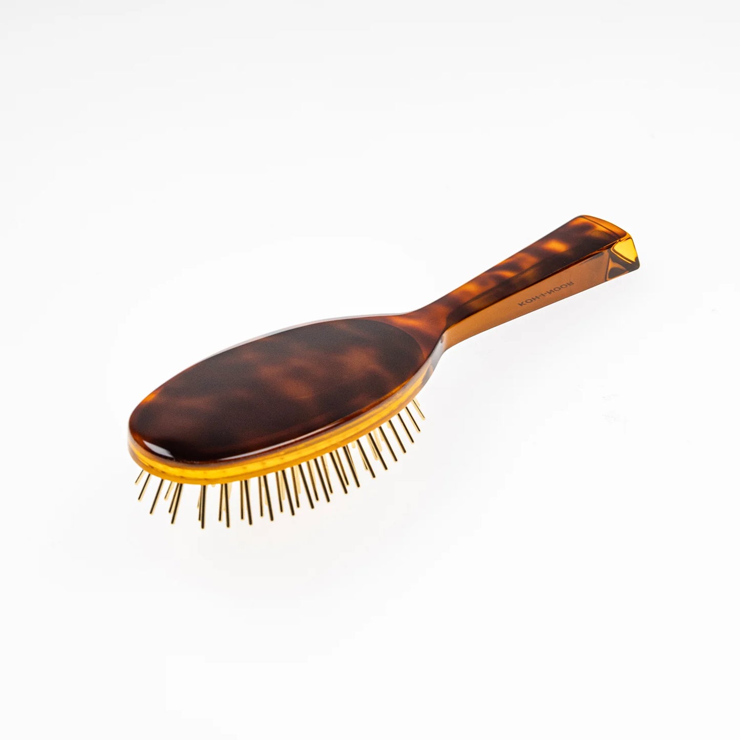 Tortoiseshell Large Oval Pneumatic Hair Brush with Gold Plated Metal Pins