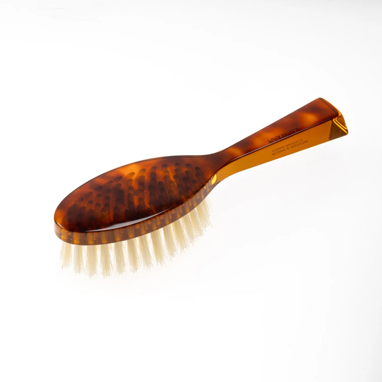 Tortoiseshell Hair Brush with Natural Soft Whitened Bristles. Oval Medium