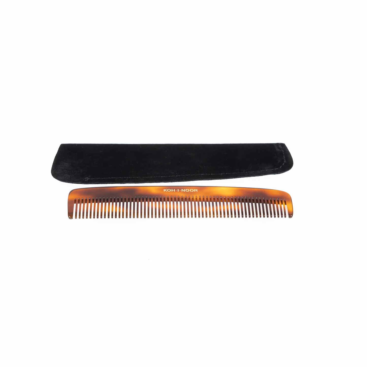Tortoiseshell Pocket Comb Wide Spread Teeth with Pouch