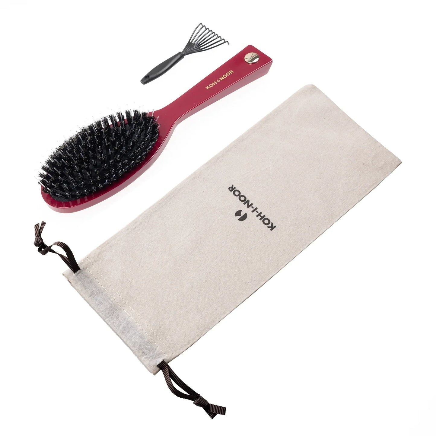Pastel Pneumatic Large Hair Brush with Boar Bristles and Nylon Pins RED
