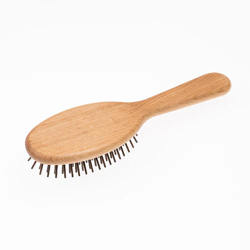 Wood Pneumatic Hair Brush with Wood Pins Oval Large