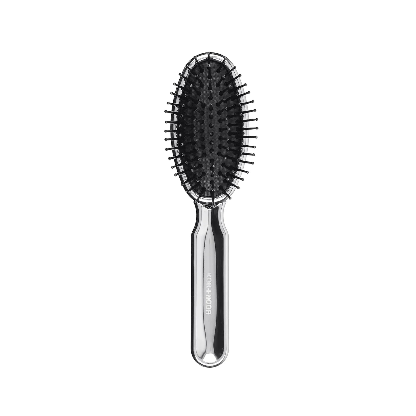Metallic Pocket Pneumatic Hair Brush with Plastic Pins Oval Medium CHROME