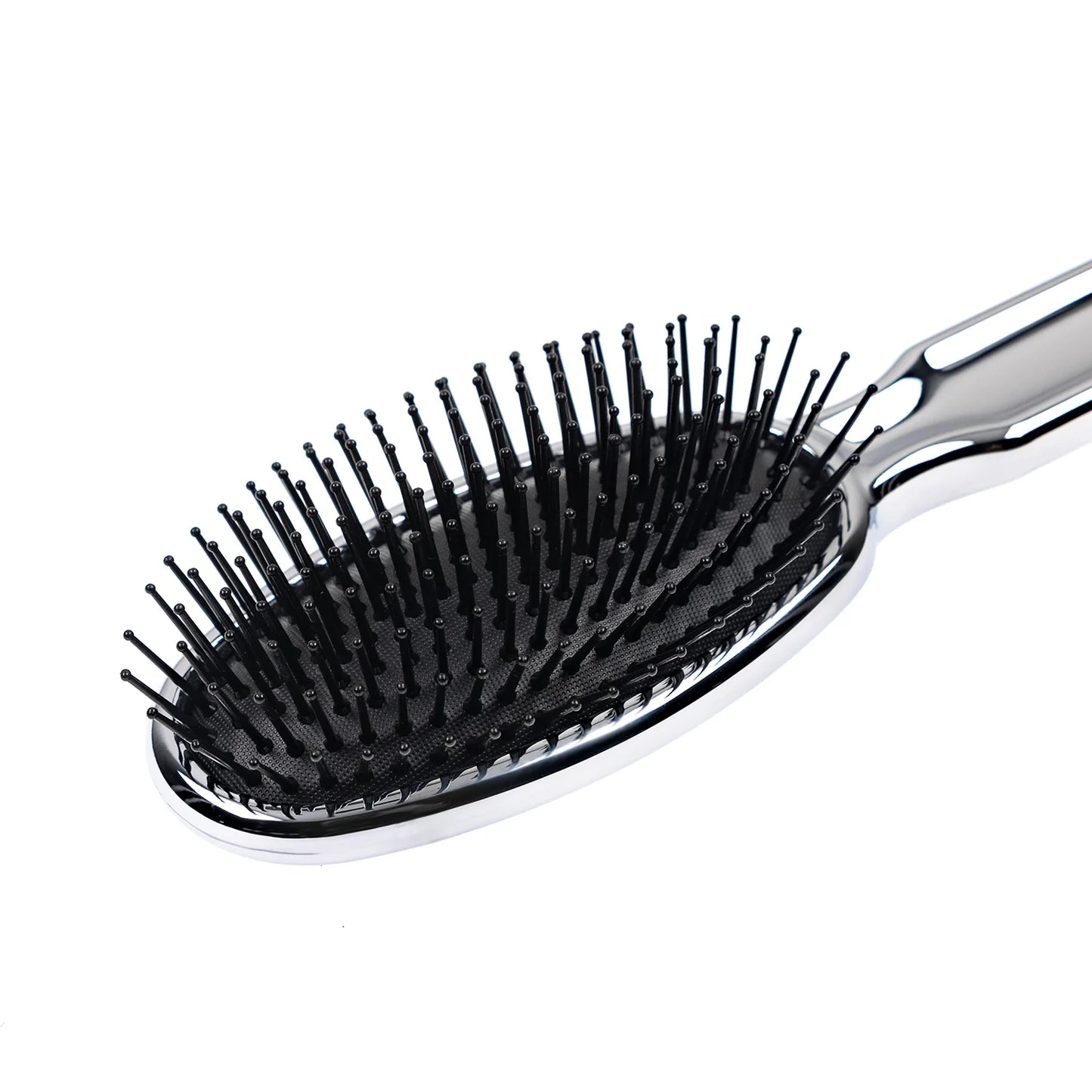 Metallic Oval Large Pneumatic Hair Brush With Plastic Pins CHROME
