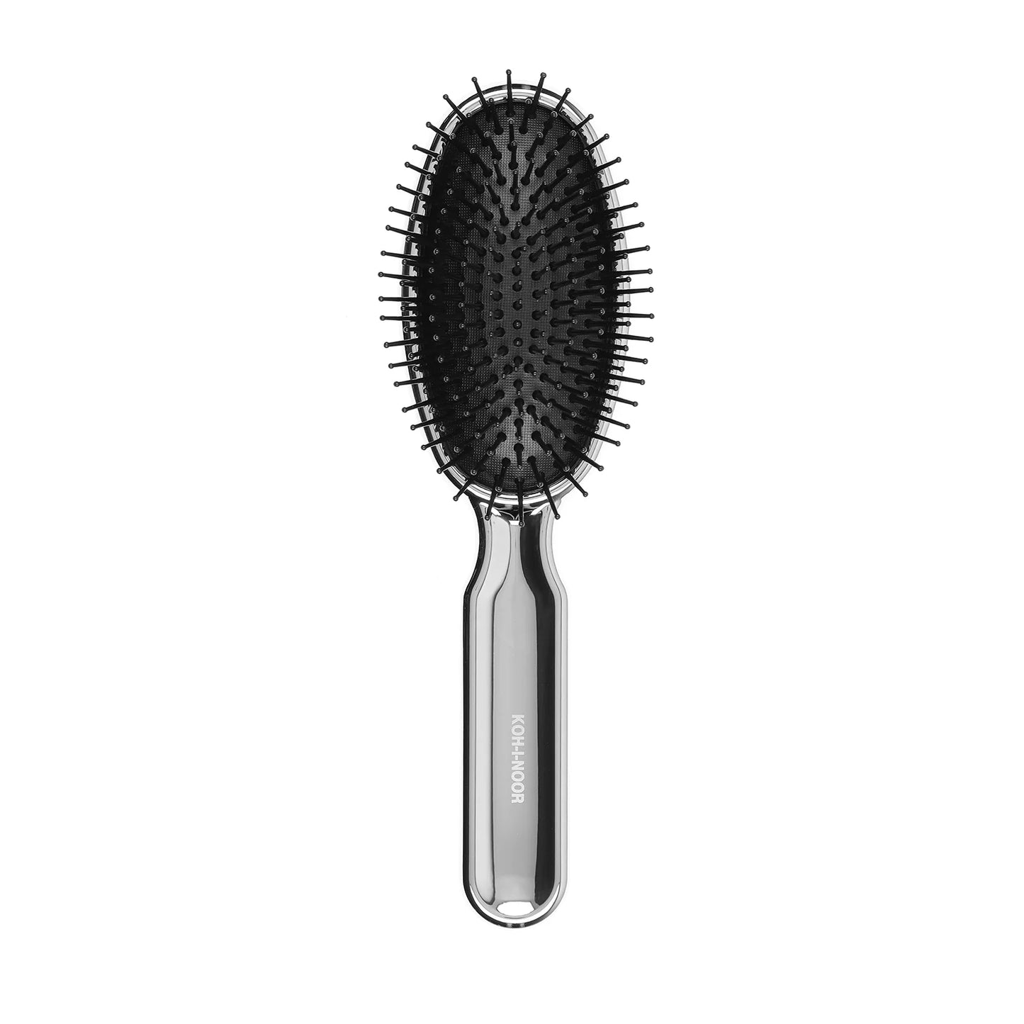 Metallic Oval Large Pneumatic Hair Brush With Plastic Pins CHROME