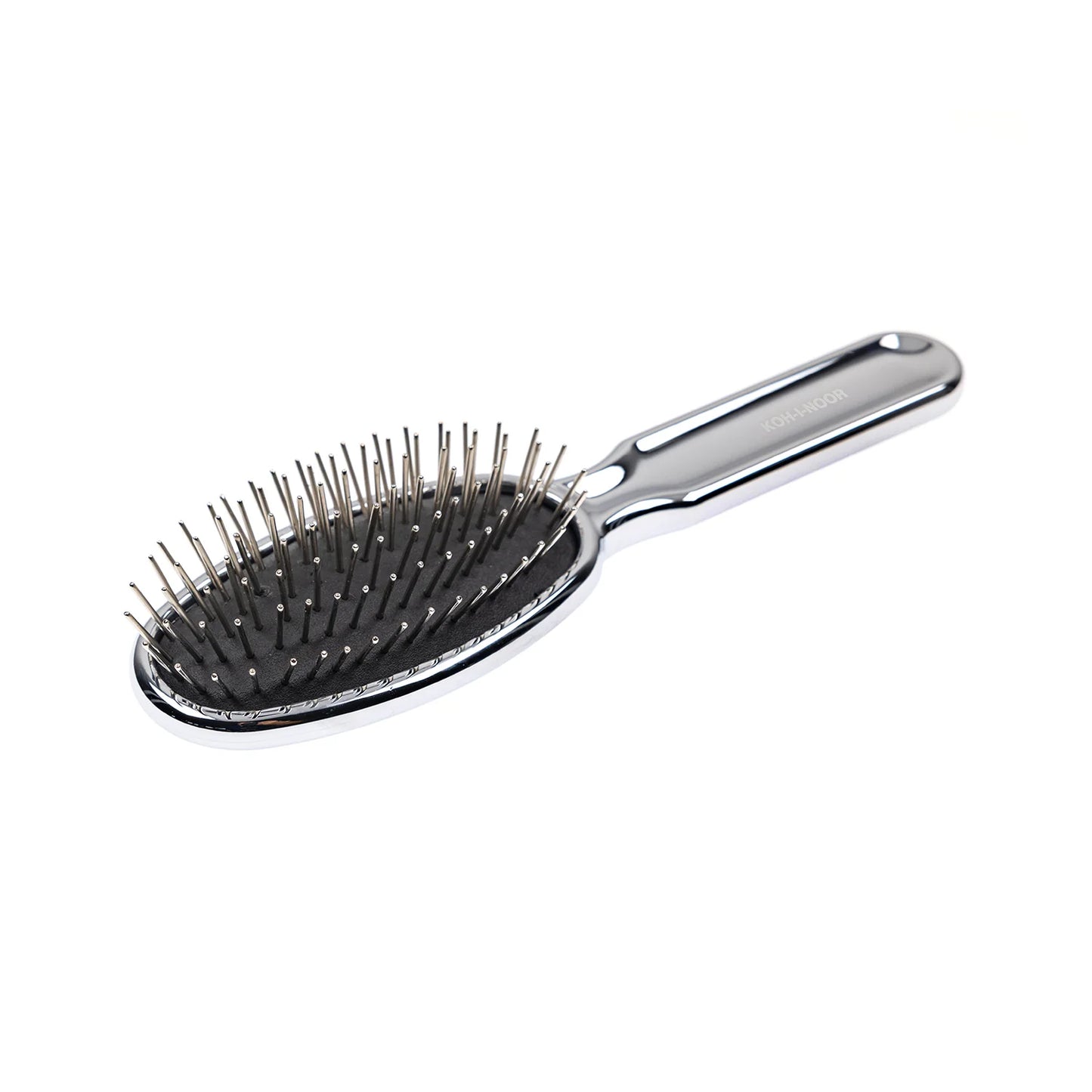 Metallic Large Oval Pneumatic Hair Brush With Chrome Plated Metal Pins CHROME