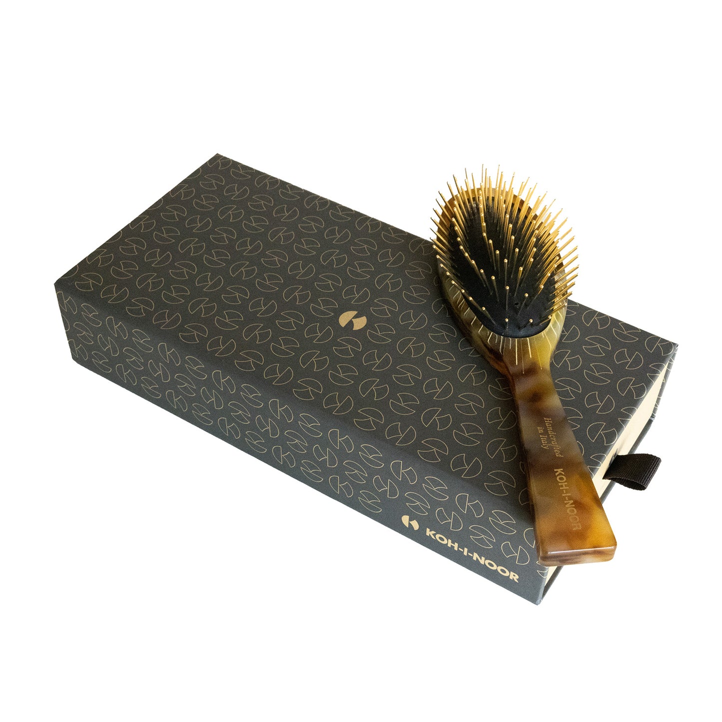 Luxury Pneumatic Hair Brush with Gold Plated Metal Pins HAVANA GREEN