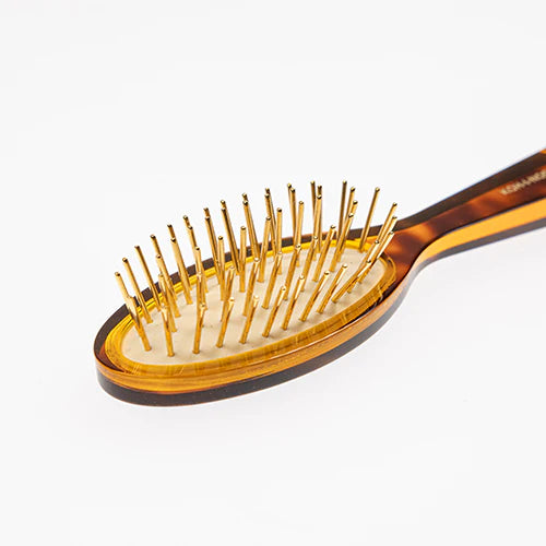 Tortoiseshell Pocket Pneumatic Hair Brush with Plastic Pins