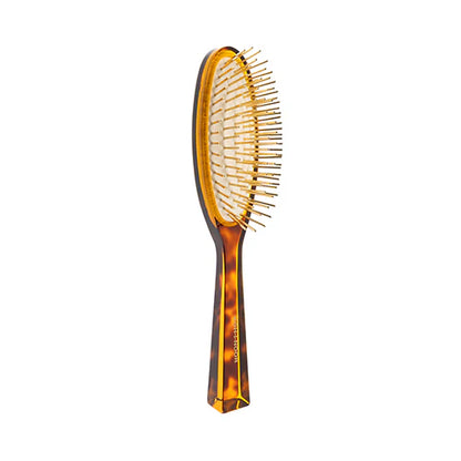 Tortoiseshell Large Oval Pneumatic Hair Brush with Gold Plated Metal Pins