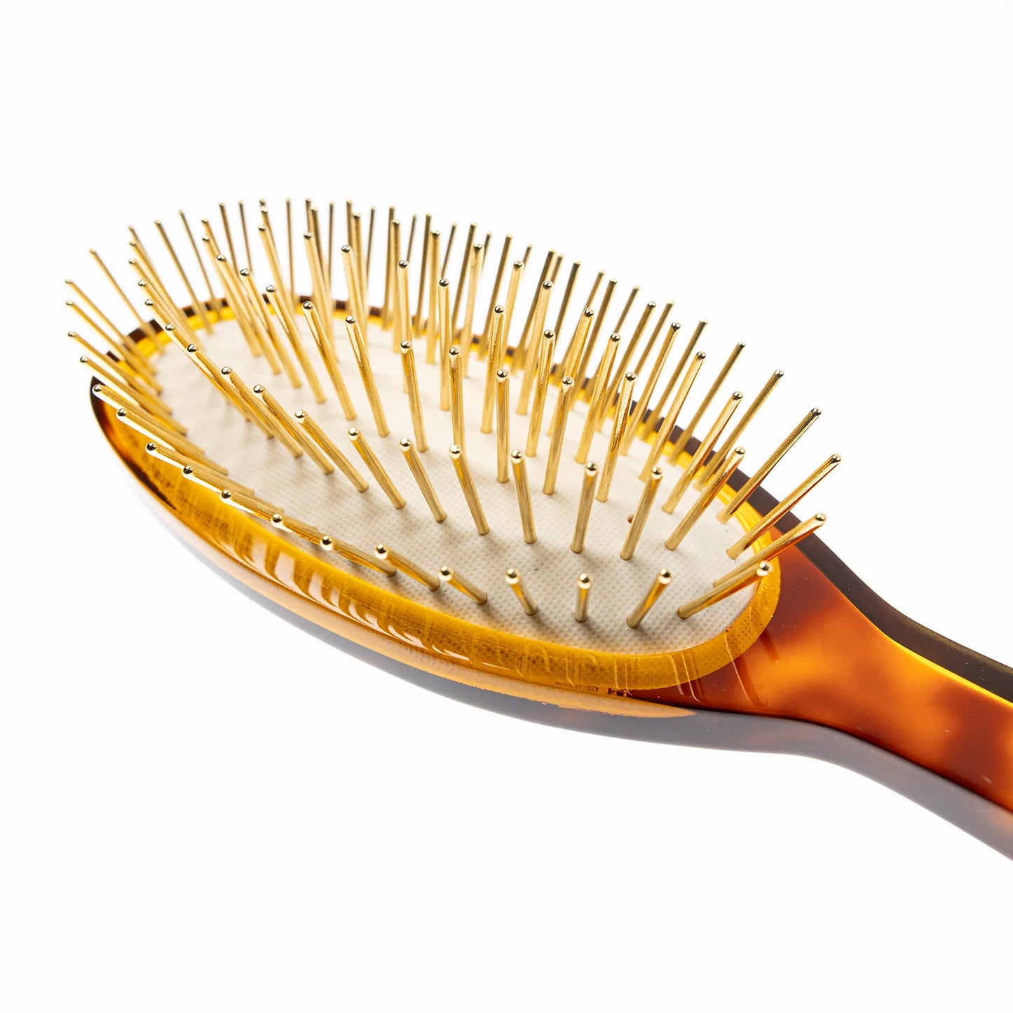 Tortoiseshell Large Oval Pneumatic Hair Brush with Gold Plated Metal Pins