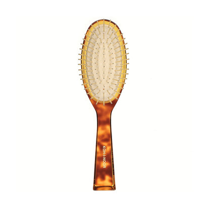 Tortoiseshell Large Oval Pneumatic Hair Brush with Gold Plated Metal Pins