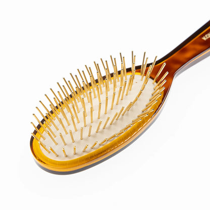 Tortoiseshell Pneumatic Hair Brush with Gold Plated Metal Pins