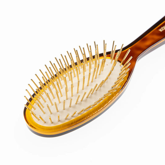 Tortoiseshell Pneumatic Hair Brush with Gold Plated Metal Pins