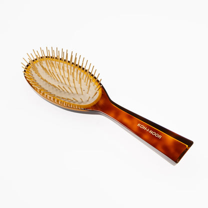 Tortoiseshell Pneumatic Hair Brush with Gold Plated Metal Pins