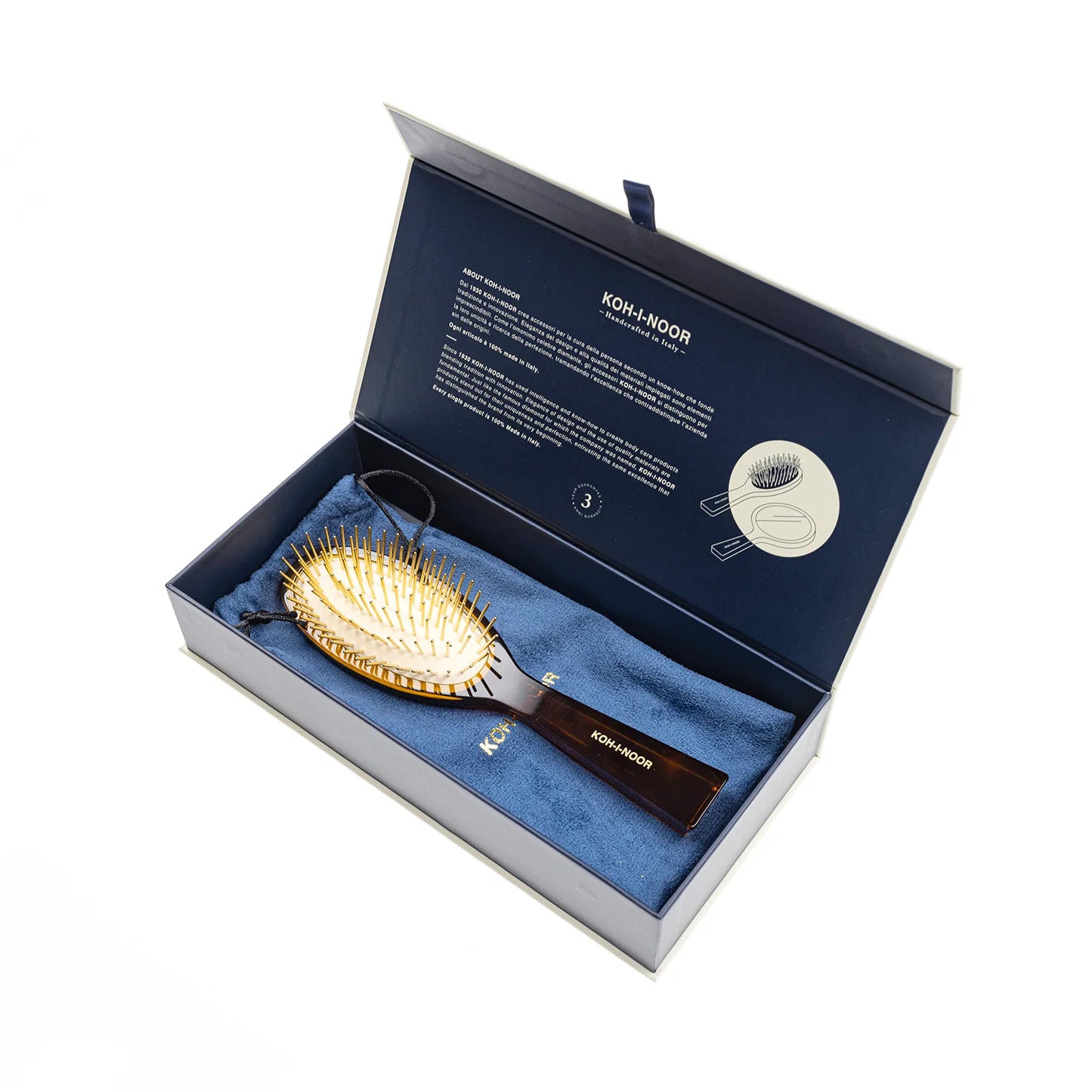 Tortoiseshell Pneumatic Hair Brush with Gold Plated Metal Pins