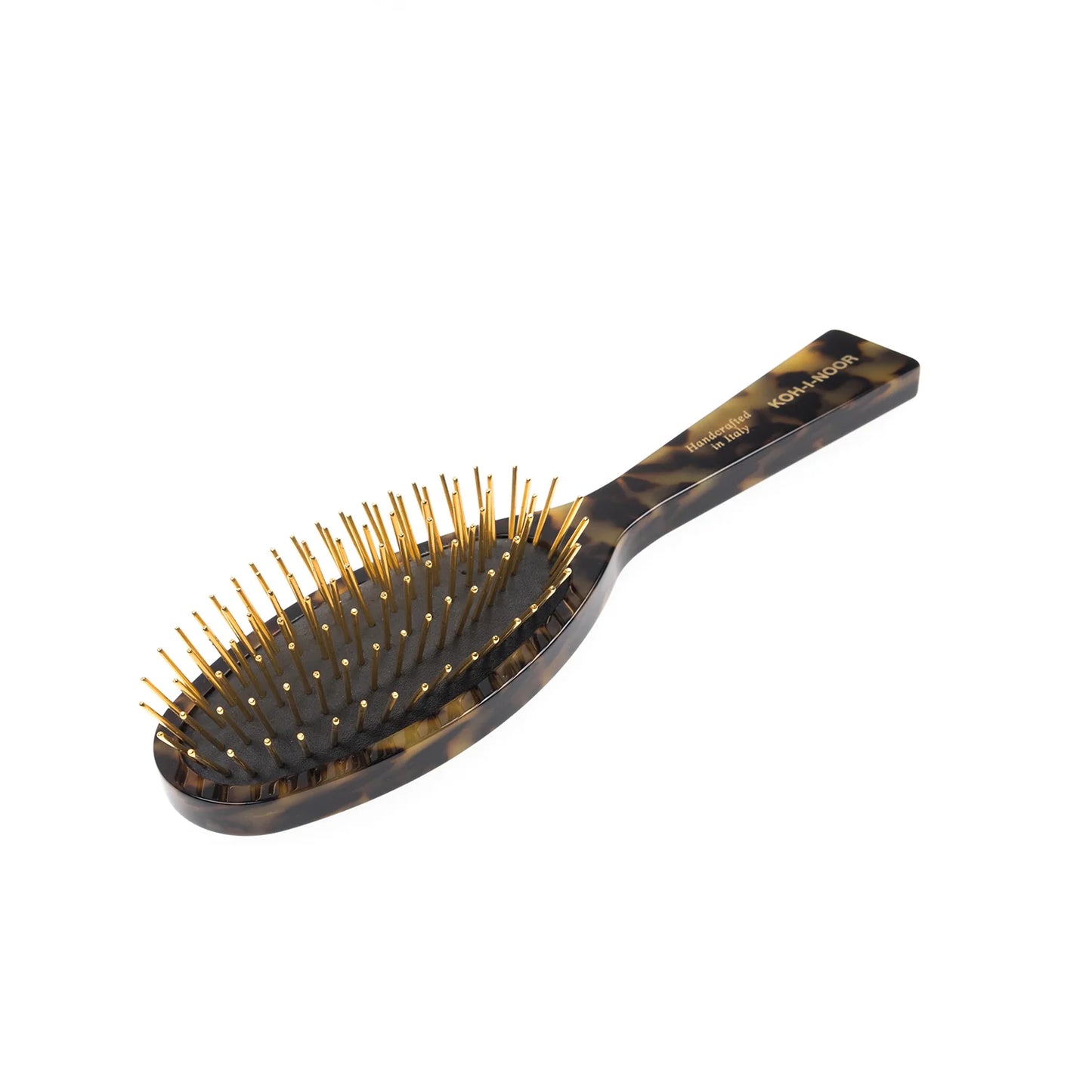 Luxury Pneumatic Hair Brush with Gold Plated Metal Pins HAVANA GREEN