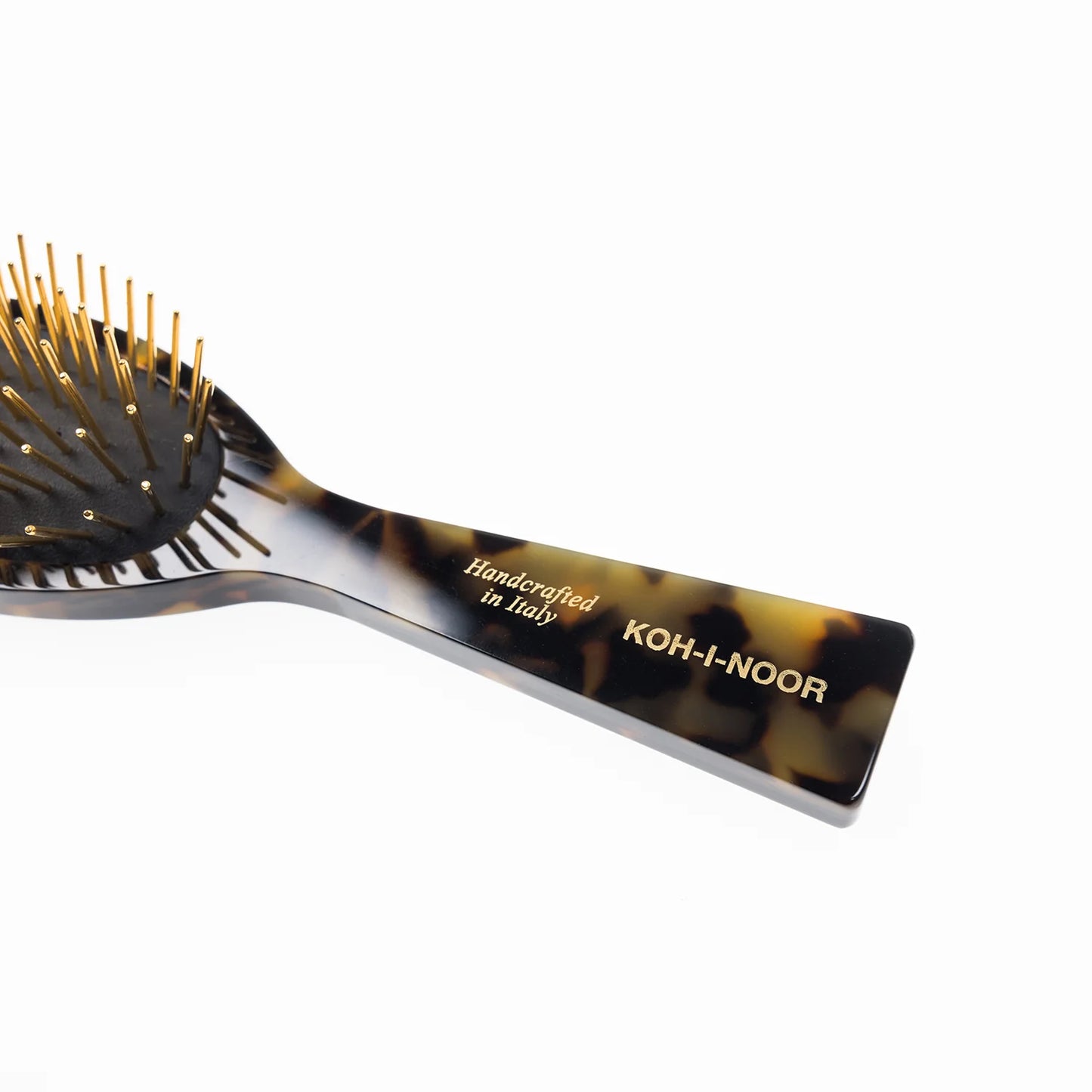 Luxury Pneumatic Hair Brush with Gold Plated Metal Pins HAVANA GREEN