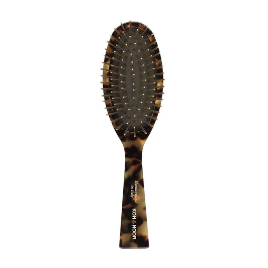 Luxury Pneumatic Hair Brush with Gold Plated Metal Pins HAVANA GREEN