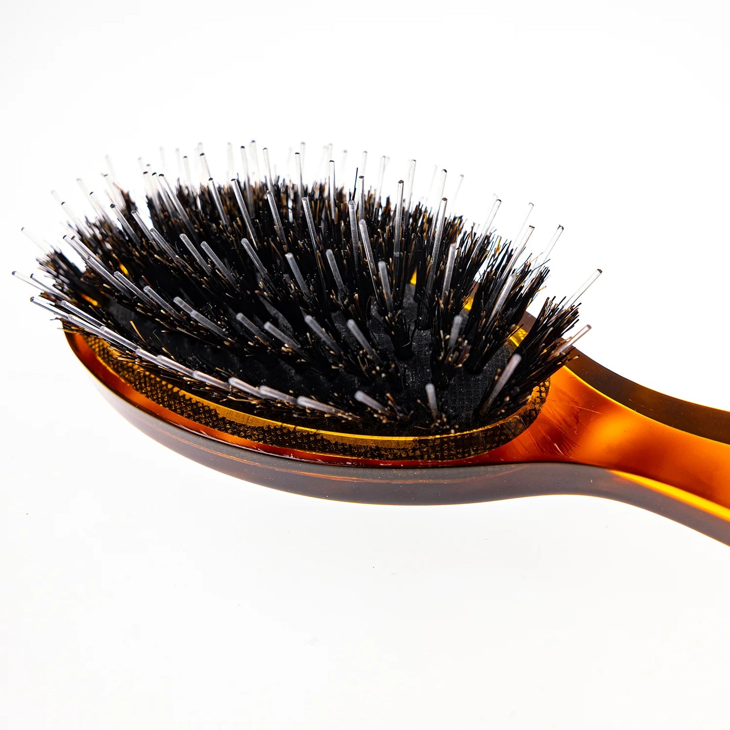 Tortoiseshell Pocket Pneumatic Hair Brush with Mixed Pins Plastic and Boar