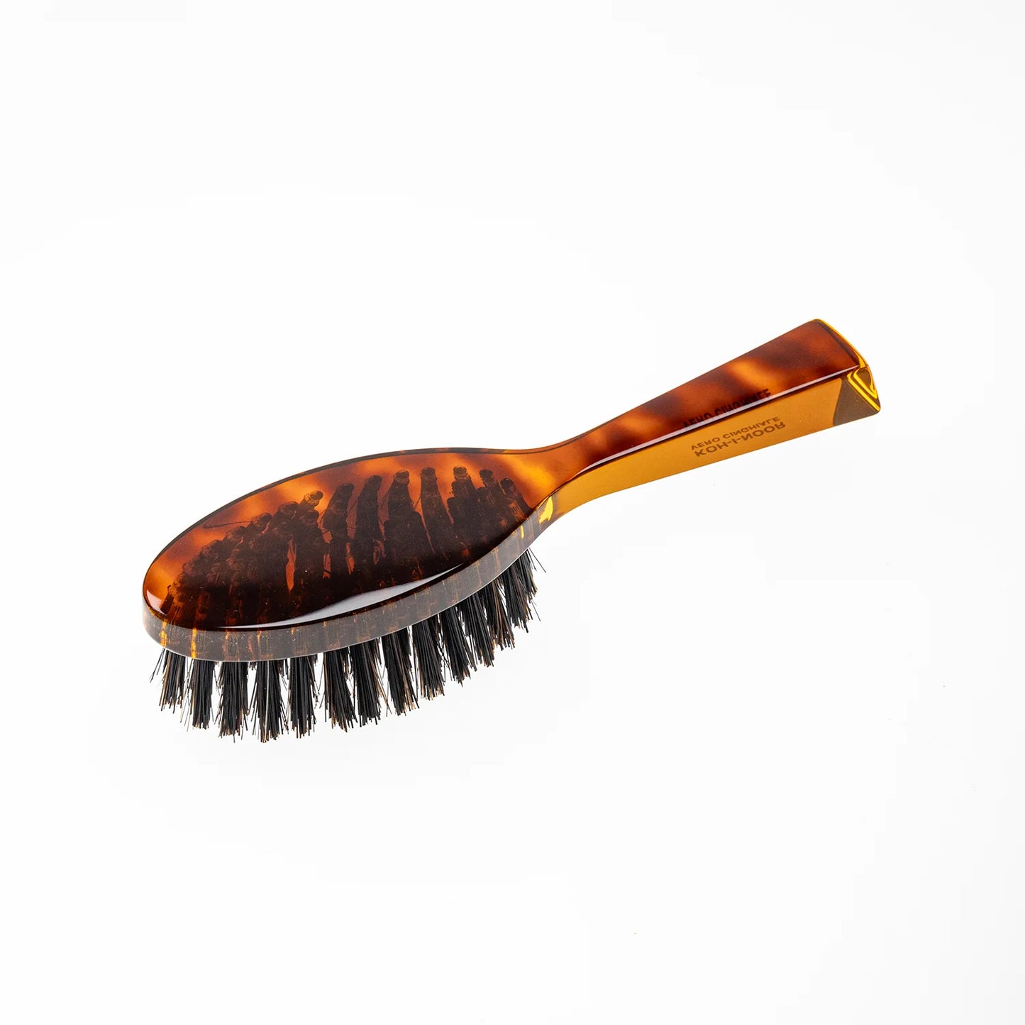 Tortoiseshell Pocket Pneumatic Hair Brush with Mixed Pins Plastic and Boar
