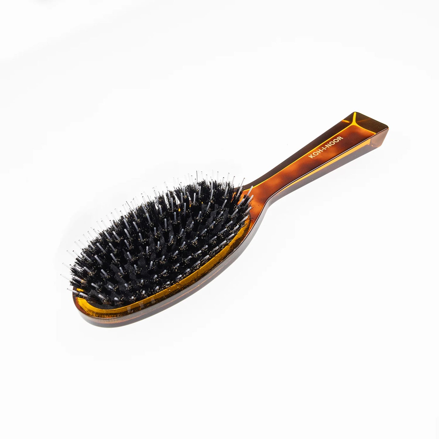 Tortoiseshell Large Oval Pneumatic Hair Brush with Mixed Pins Plastic and Boar