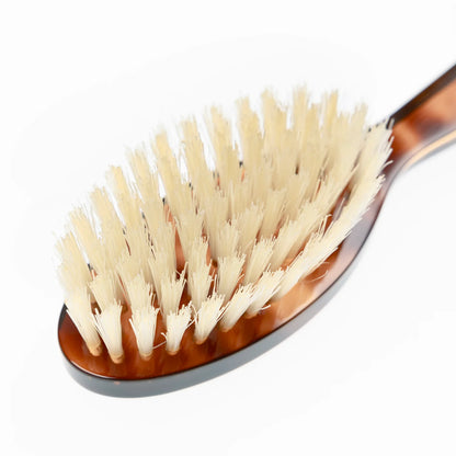 Tortoiseshell Hair Brush with Natural Soft Whitened Bristles. Oval Medium
