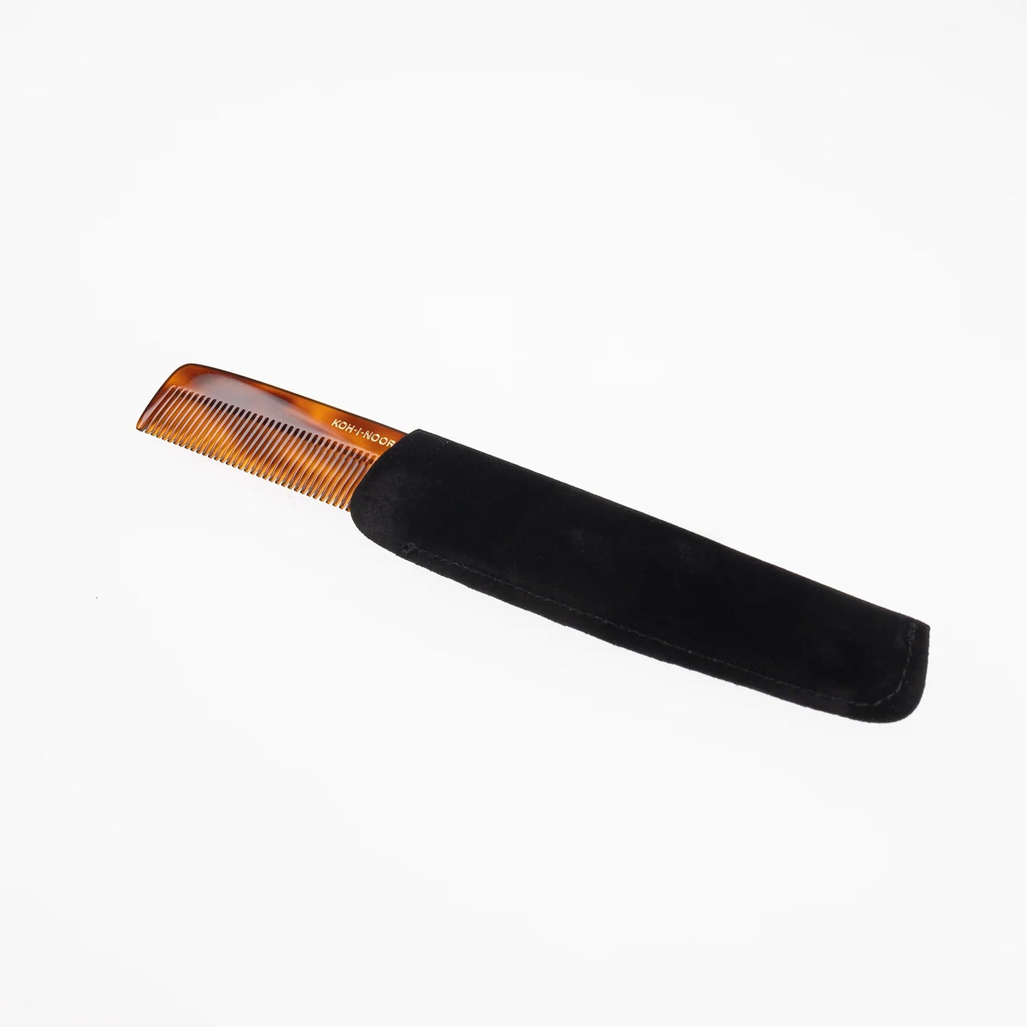 Tortoiseshell Pocket Comb Wide Spread Teeth with Pouch
