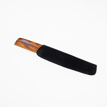 Tortoiseshell Pocket Comb Wide Spread Teeth with Pouch