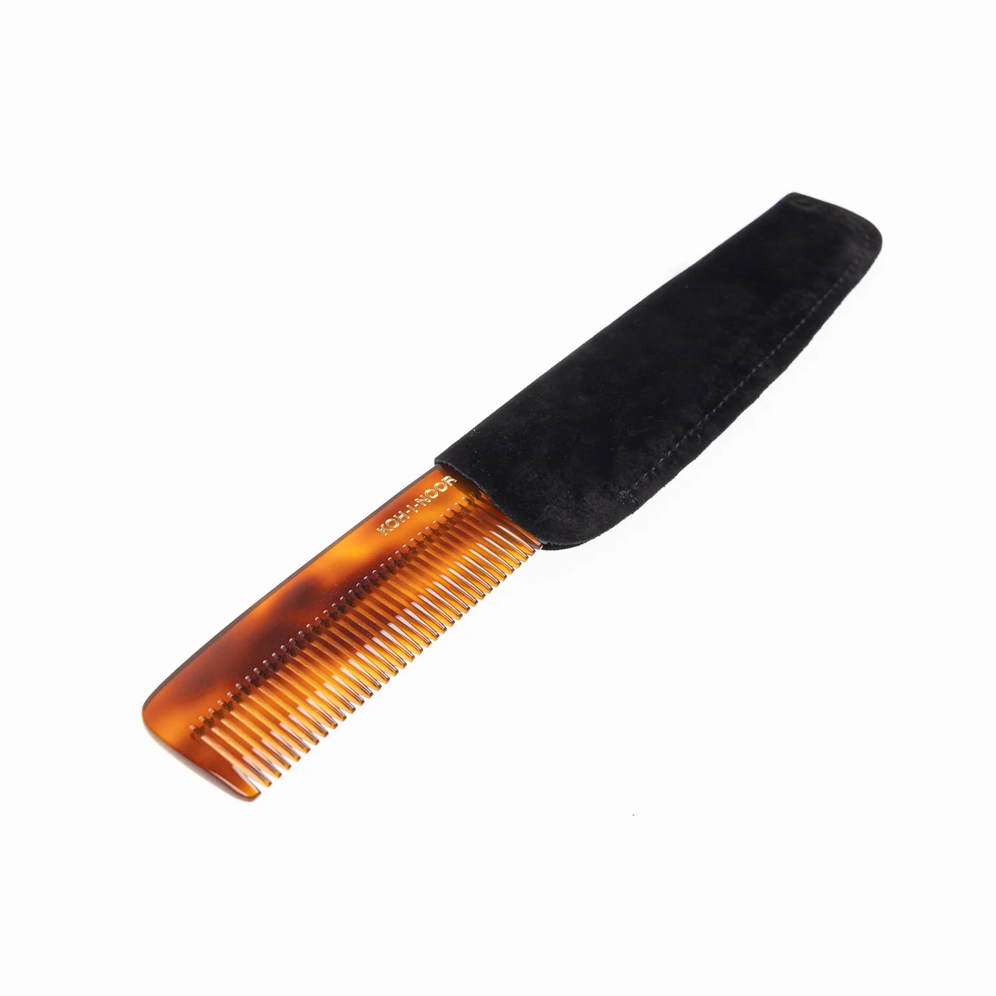 Tortoiseshell Pocket Comb Wide Spread Teeth with Pouch