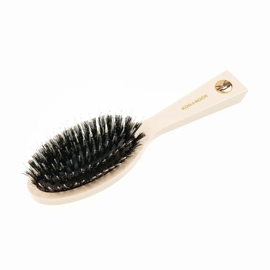 Pastel Pneumatic Pocket Hair Brush with Boar Bristles and Nylon Pins IVORY