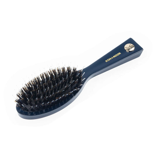 Pastel Pneumatic Pocket Hair Brush with Boar Bristles and Nylon Pins BLUE