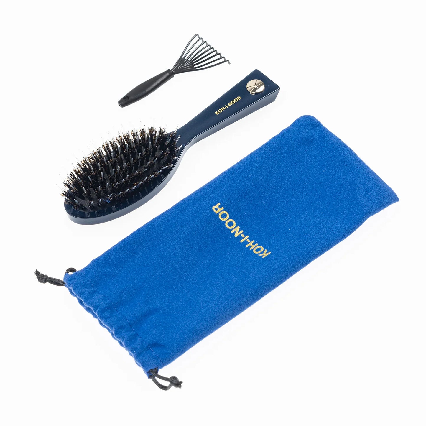 Pastel Pneumatic Pocket Hair Brush with Boar Bristles and Nylon Pins BLUE