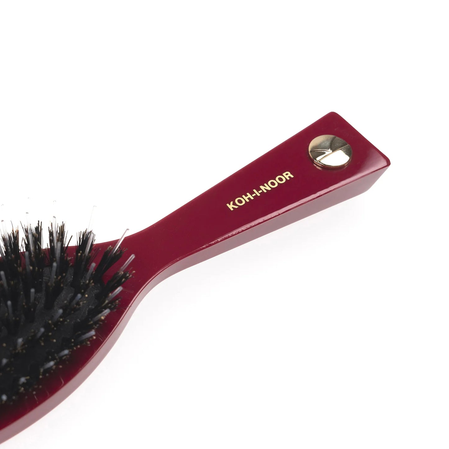 Pastel Pneumatic Pocket Hair Brush with Boar Bristles and Nylon Pins RED