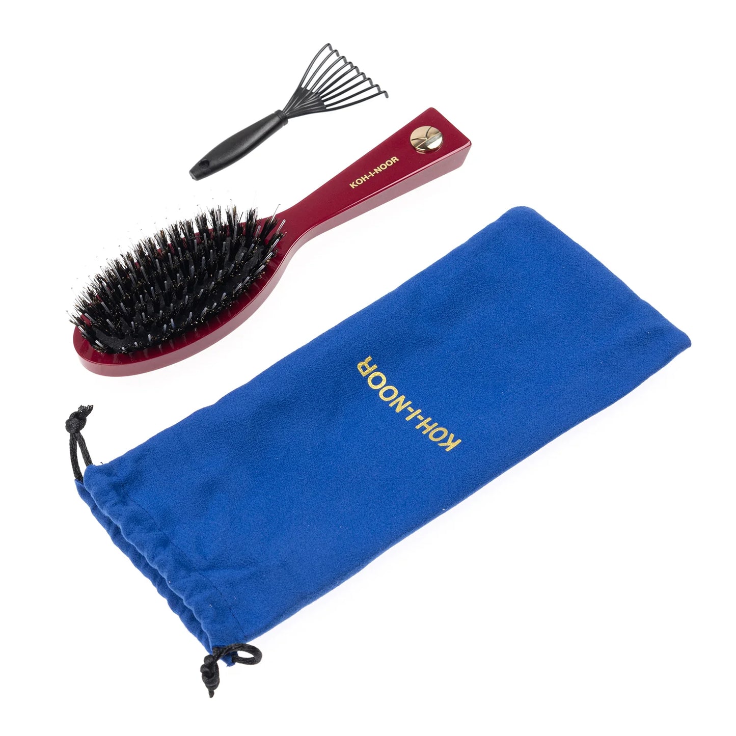 Pastel Pneumatic Pocket Hair Brush with Boar Bristles and Nylon Pins RED