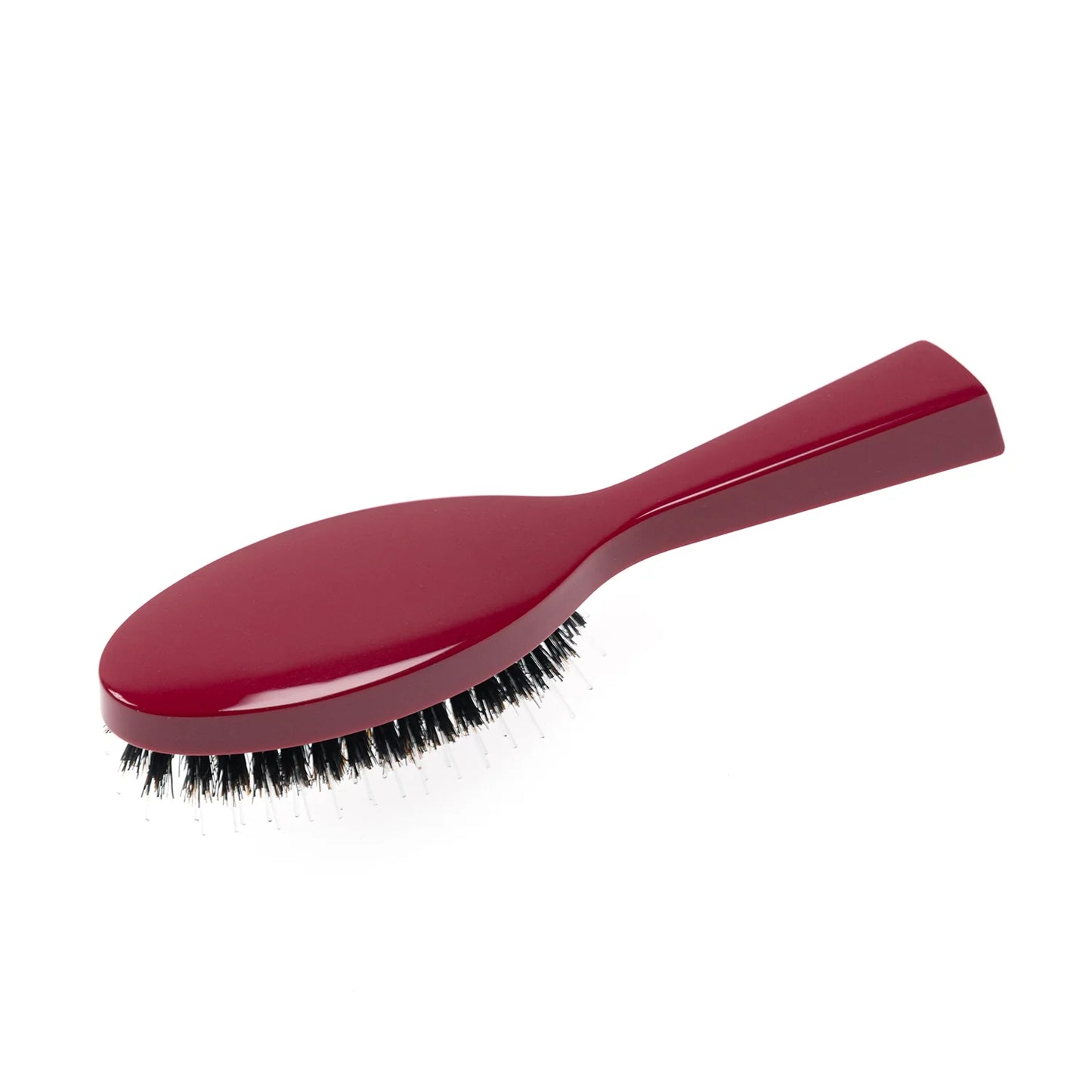 Pastel Pneumatic Pocket Hair Brush with Boar Bristles and Nylon Pins RED