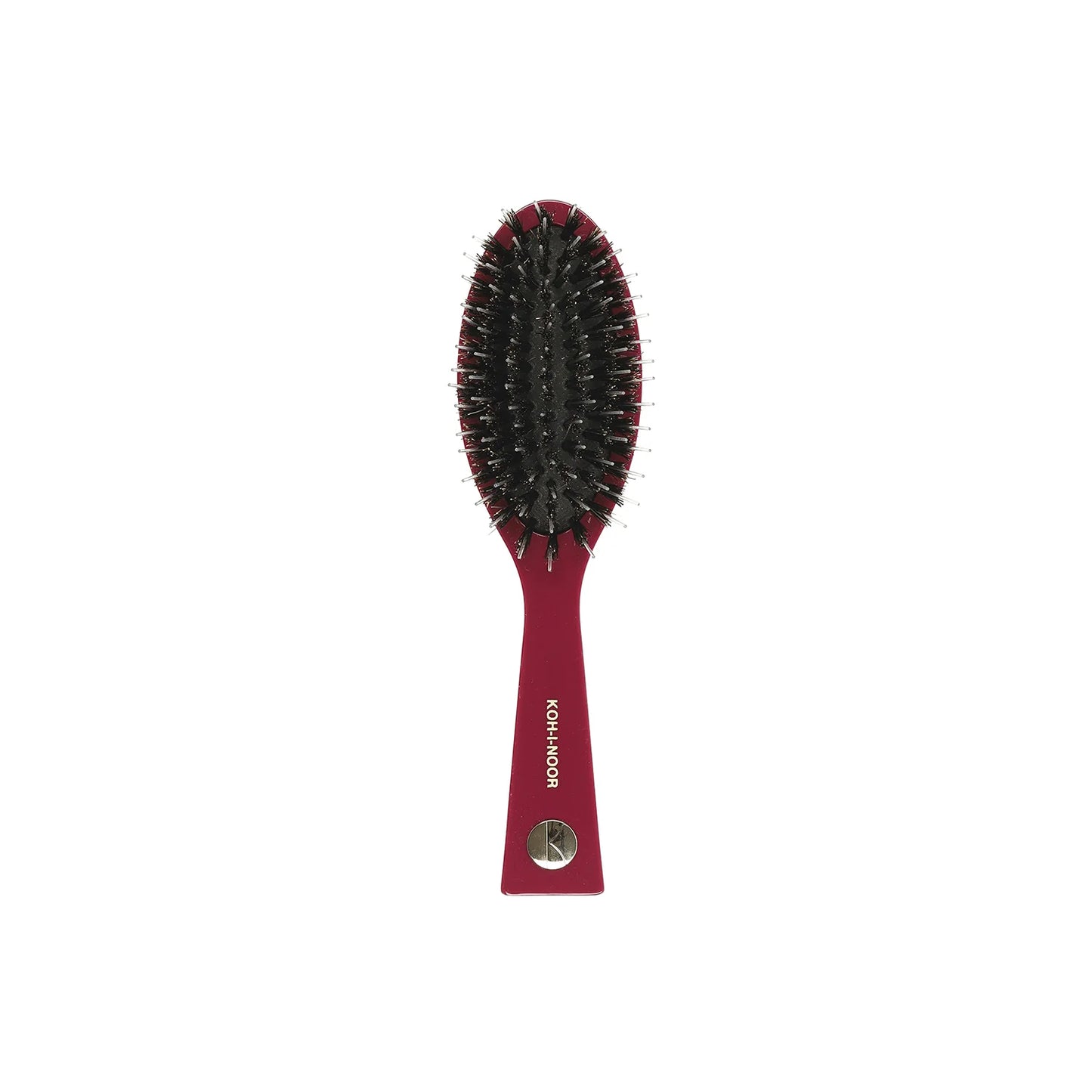 Pastel Pneumatic Pocket Hair Brush with Boar Bristles and Nylon Pins RED