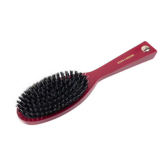 Pastel Pneumatic Large Hair Brush with Boar Bristles and Nylon Pins RED