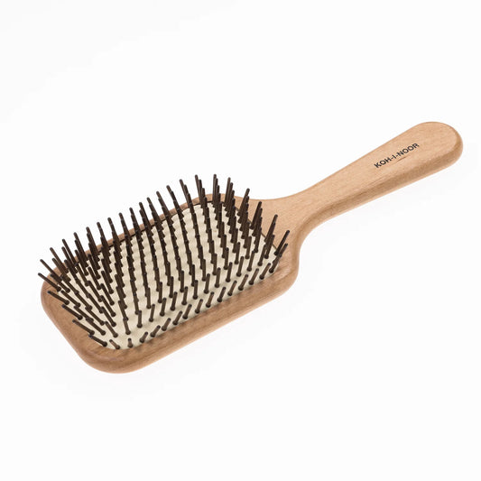 Wood Pneumatic Hair Brush with Wood Pins Rectangular Large