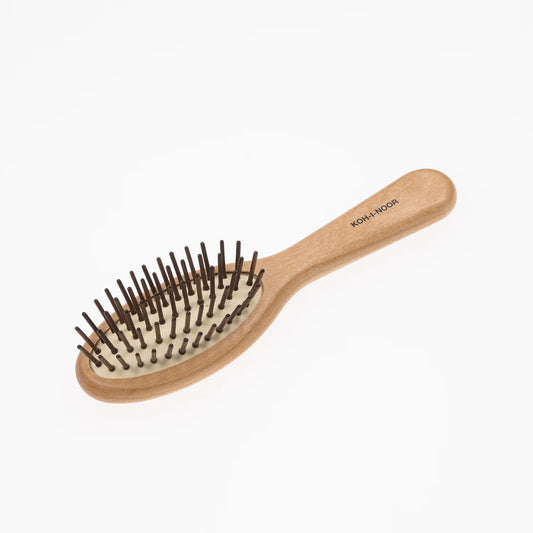 Wood Pneumatic Hair Brush with Wood Pins Oval Medium