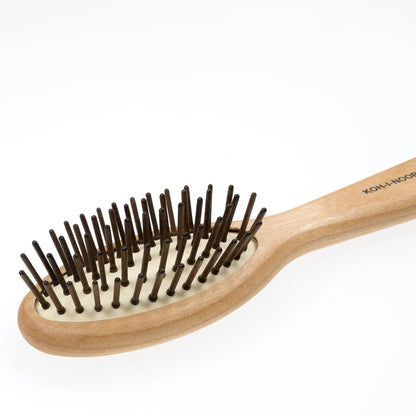 Wood Pneumatic Hair Brush with Wood Pins Oval Medium