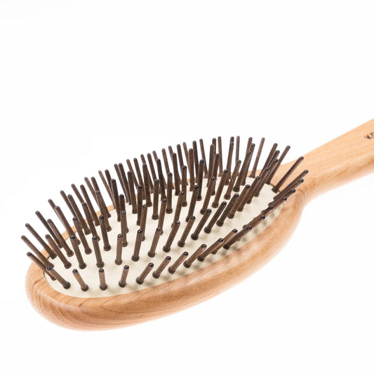 Wood Pneumatic Hair Brush with Wood Pins Oval Large
