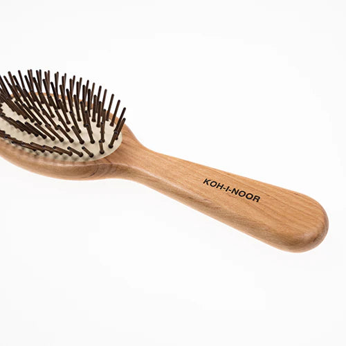 Wood Pneumatic Hair Brush with Wood Pins Oval Large