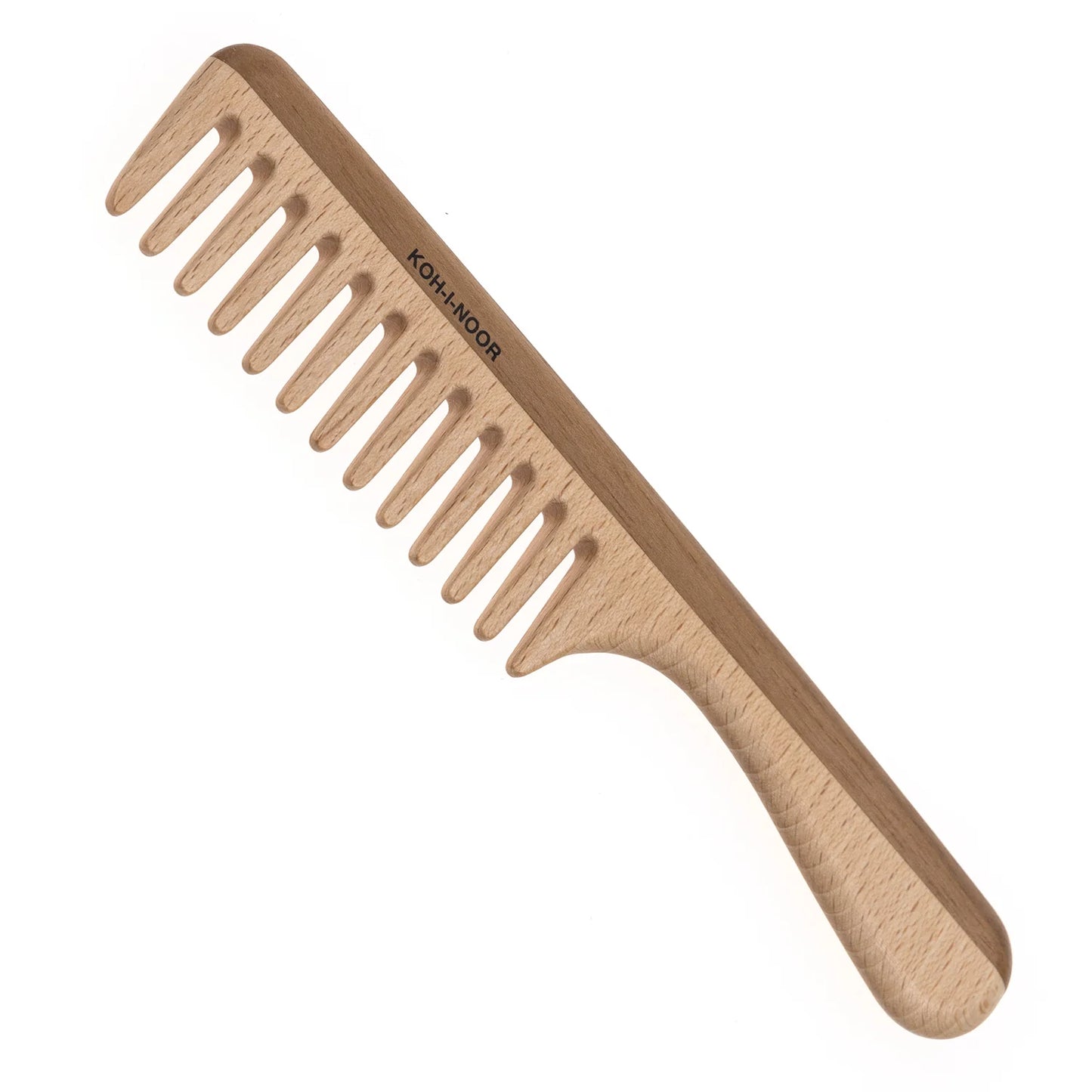 Wood Extra Wide Spread Teeth Comb with Handle