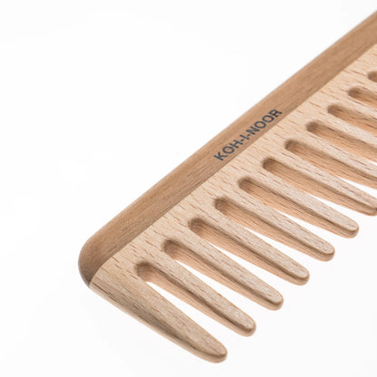 Wood Extra Wide Spread Teeth Comb with Handle