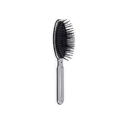 Metallic Pocket Pneumatic Hair Brush with Plastic Pins Oval Medium CHROME