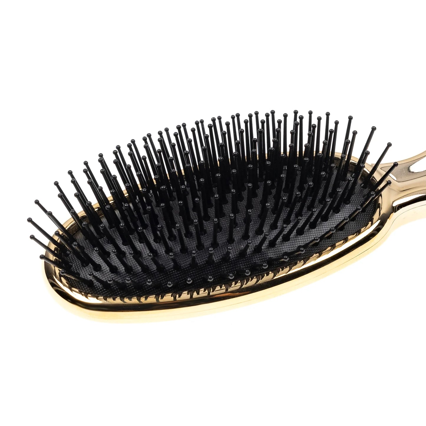 Metallic Oval Large Pneumatic Hair Brush With Plastic Pins GOLD