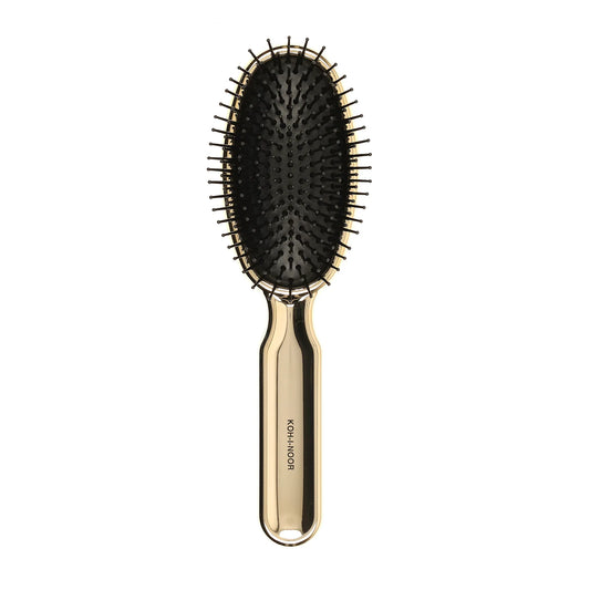 Metallic Oval Large Pneumatic Hair Brush With Plastic Pins GOLD