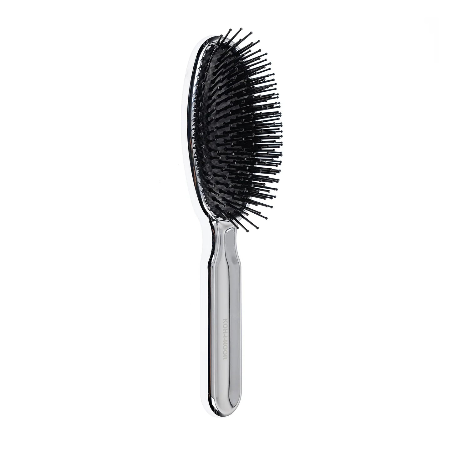 Metallic Oval Large Pneumatic Hair Brush With Plastic Pins CHROME