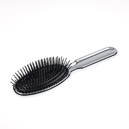 Metallic Oval Large Pneumatic Hair Brush With Plastic Pins CHROME