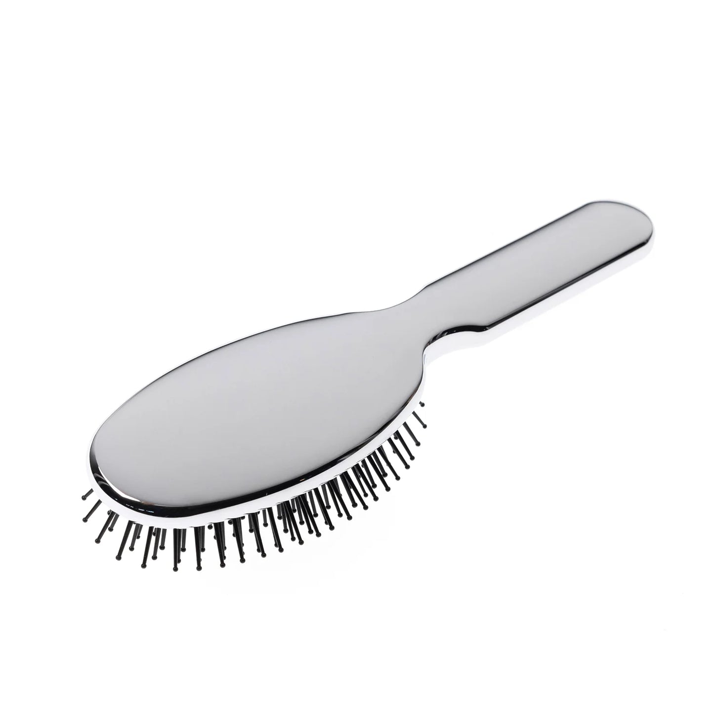 Metallic Oval Large Pneumatic Hair Brush With Plastic Pins CHROME
